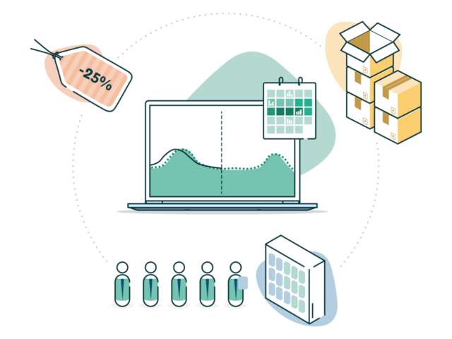 Illustration of a laptop and sales and operations planning