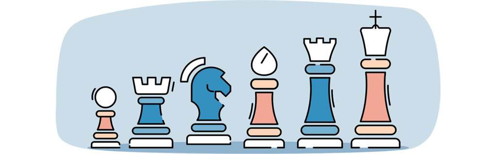 An illustration of chess pieces. 