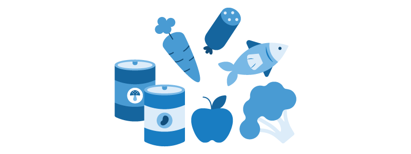 An assortment of grocery products.