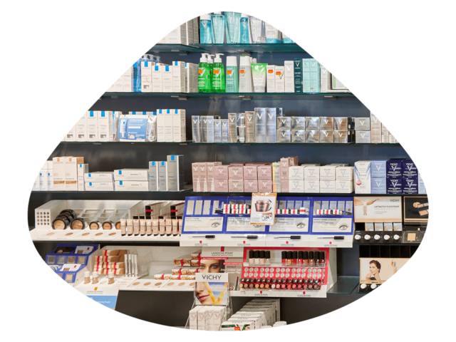 Health products on a shelf