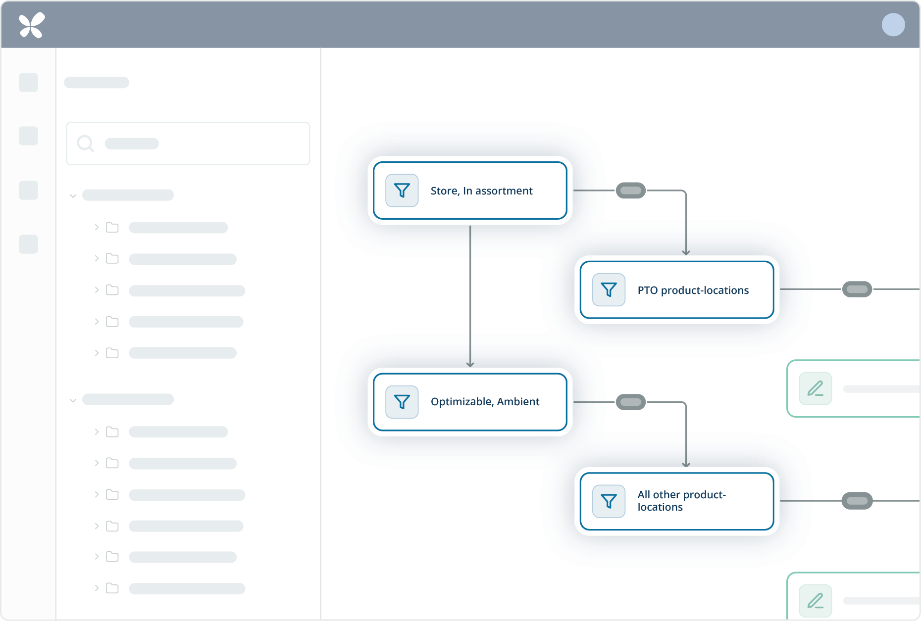 Filters, highlighted in blue, determine what data will be included in the workflow.