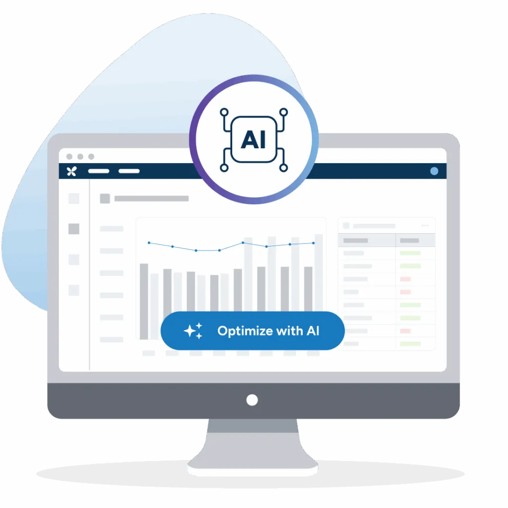 An illustration of a computer monitor with a greyed out user interface on the screen showing the specialized AI within RELEX.