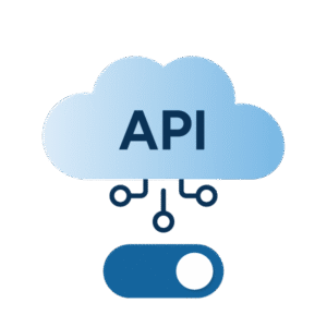 An illustration of a cloud with the letters, API, in the middle. Below is a toggle