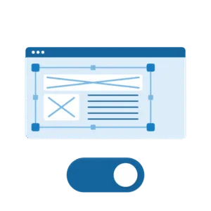 An illustration of a UI window and a toggle below.