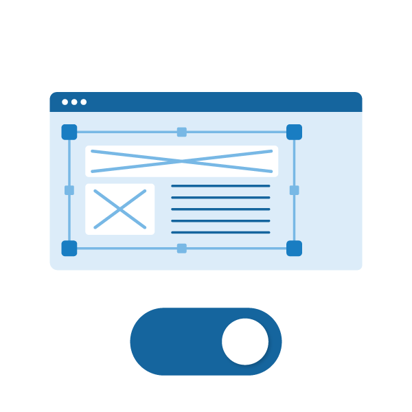 An illustration of a UI window and a toggle below.
